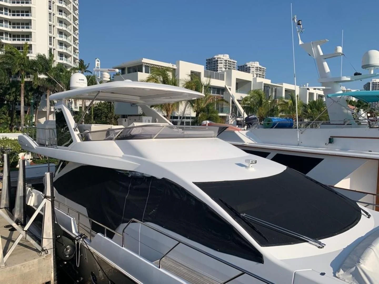 a white boat with a white roof aboard AMALFI Yacht for Sale
