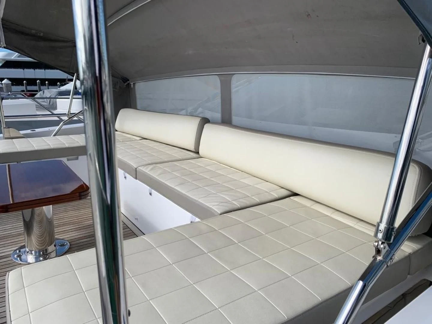 a room with a glass door and a window aboard AMALFI Yacht for Sale
