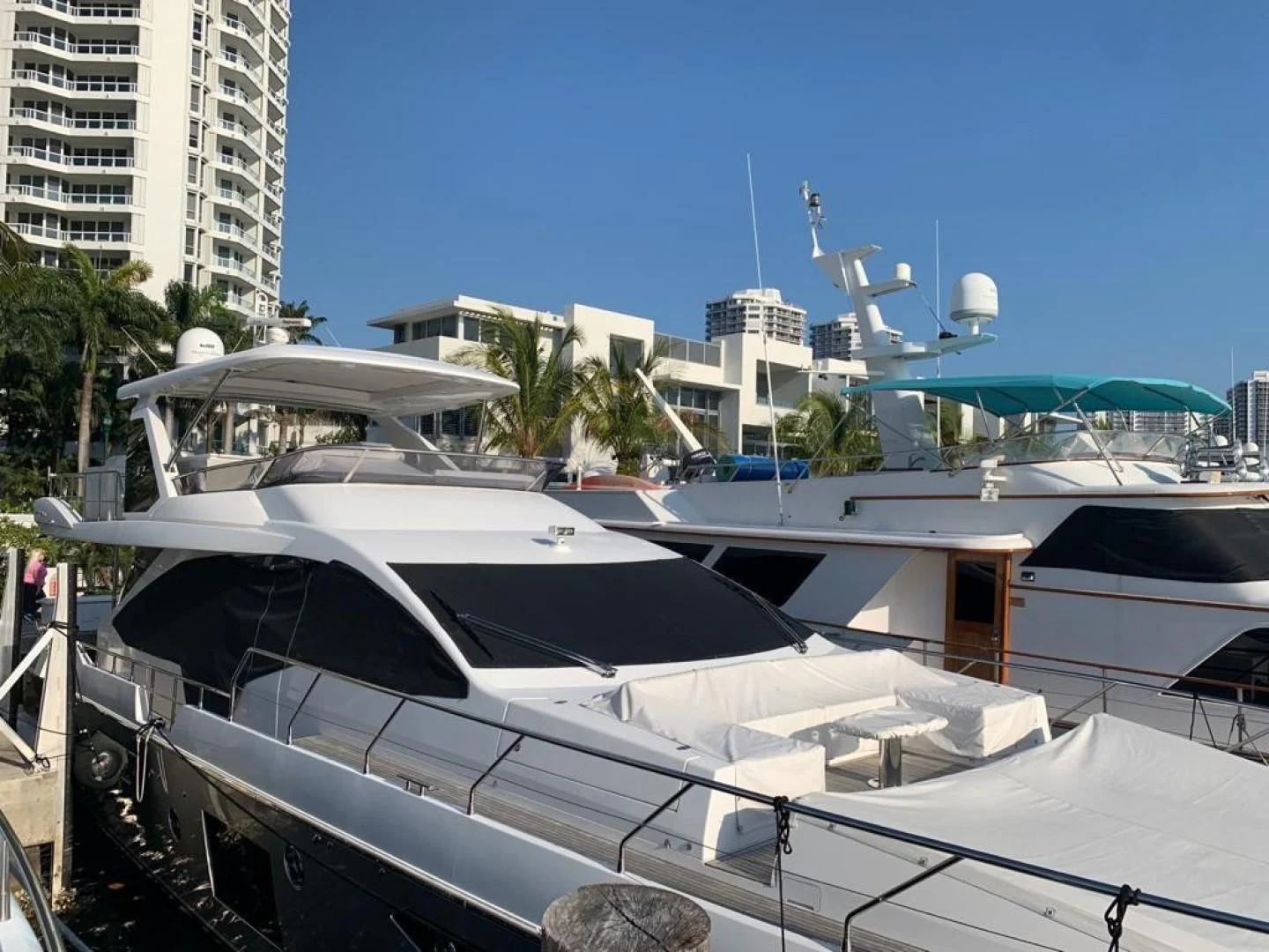 a yacht docked at a pier aboard AMALFI Yacht for Sale
