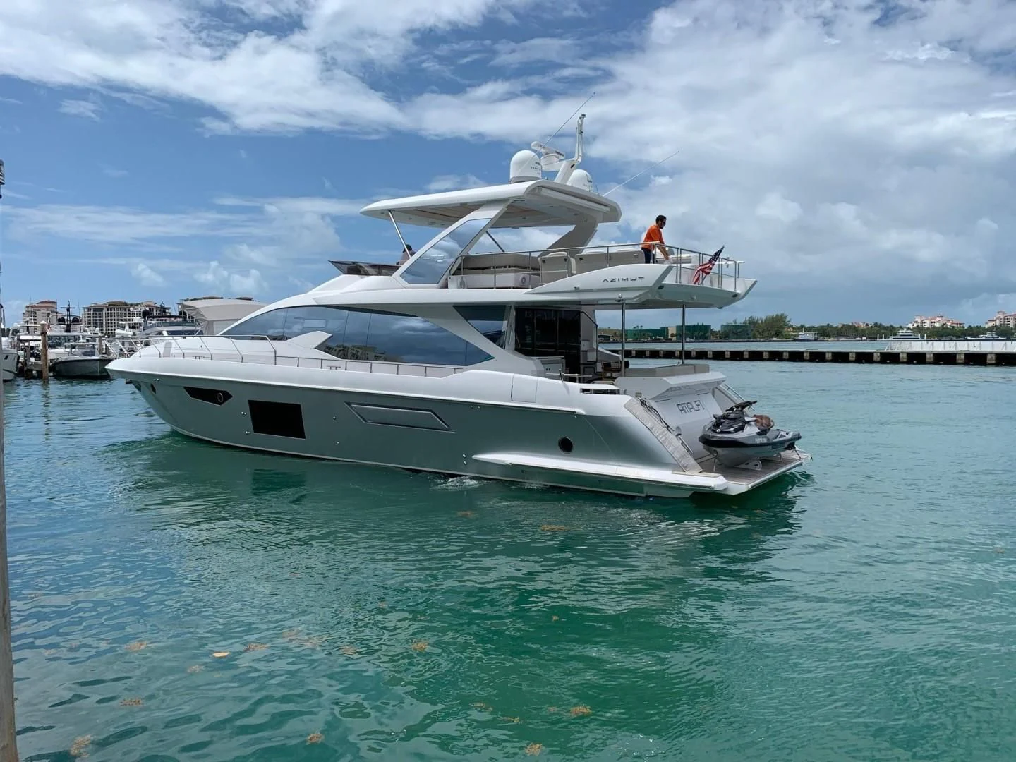 a white yacht in the water aboard AMALFI Yacht for Sale