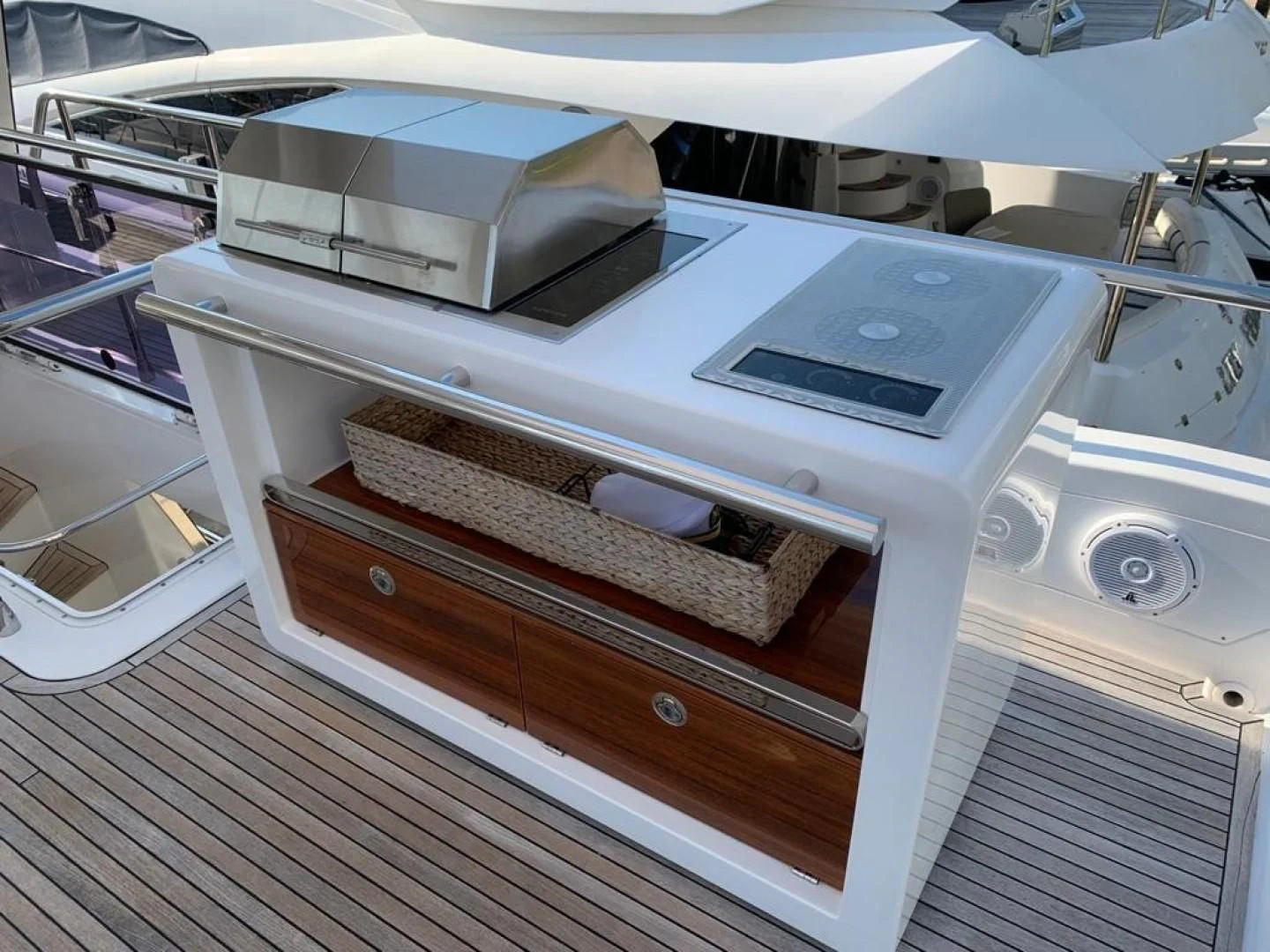 a printer on a table aboard AMALFI Yacht for Sale