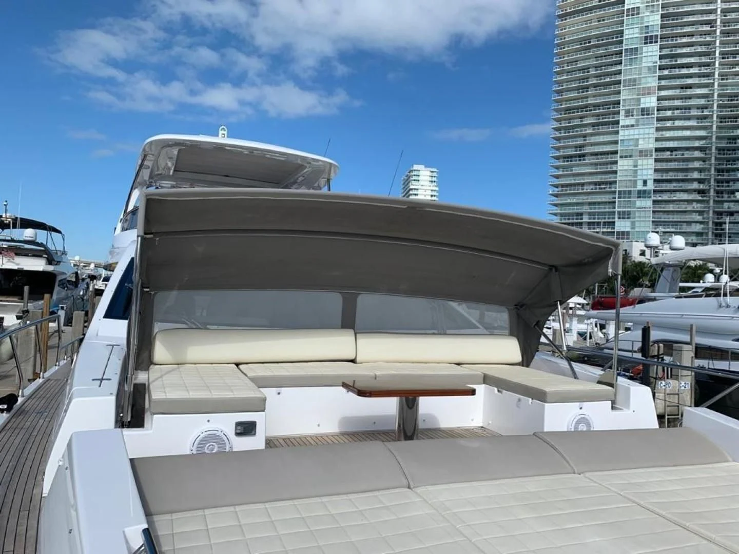 a large metal structure outside with Solomon R. Guggenheim Museum in the background aboard AMALFI Yacht for Sale