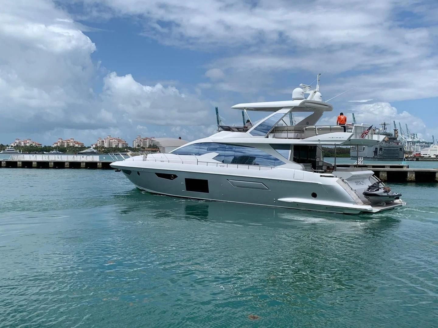 a white yacht in the water aboard AMALFI Yacht for Sale