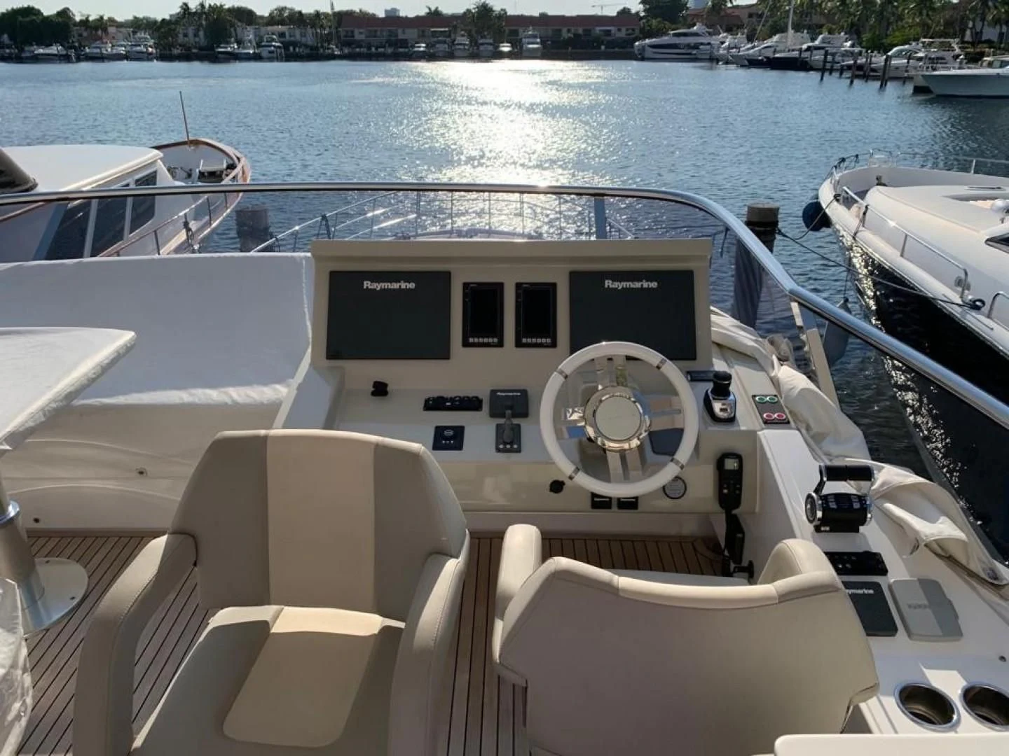 a boat with a steering wheel aboard AMALFI Yacht for Sale
