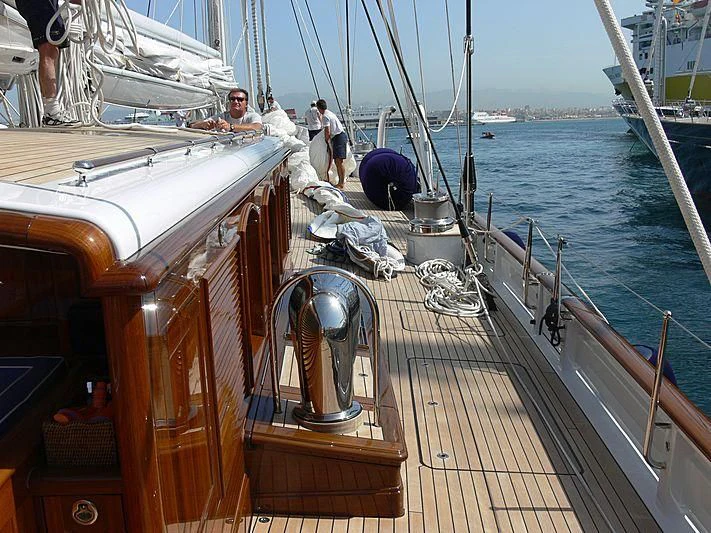 a boat with a large amount of equipment on it aboard METEOR Yacht for Sale