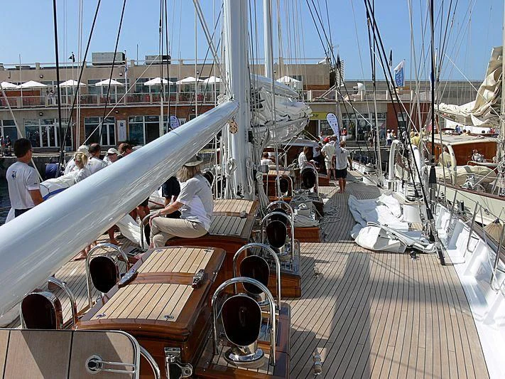 a group of people on a boat aboard METEOR Yacht for Sale