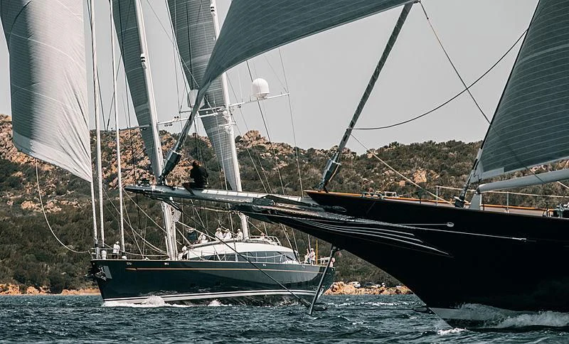 a group of sailboats on the water aboard METEOR Yacht for Sale
