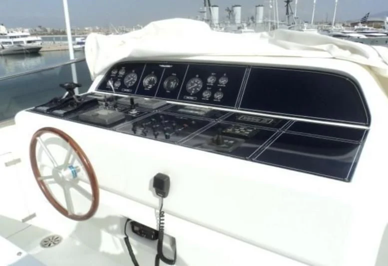 the inside of a car aboard ELMAR Yacht for Sale