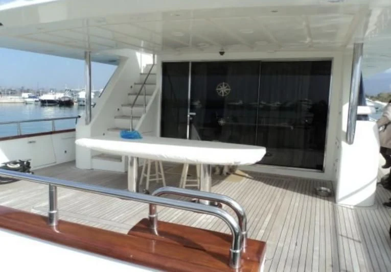 a pool table in a room aboard ELMAR Yacht for Sale