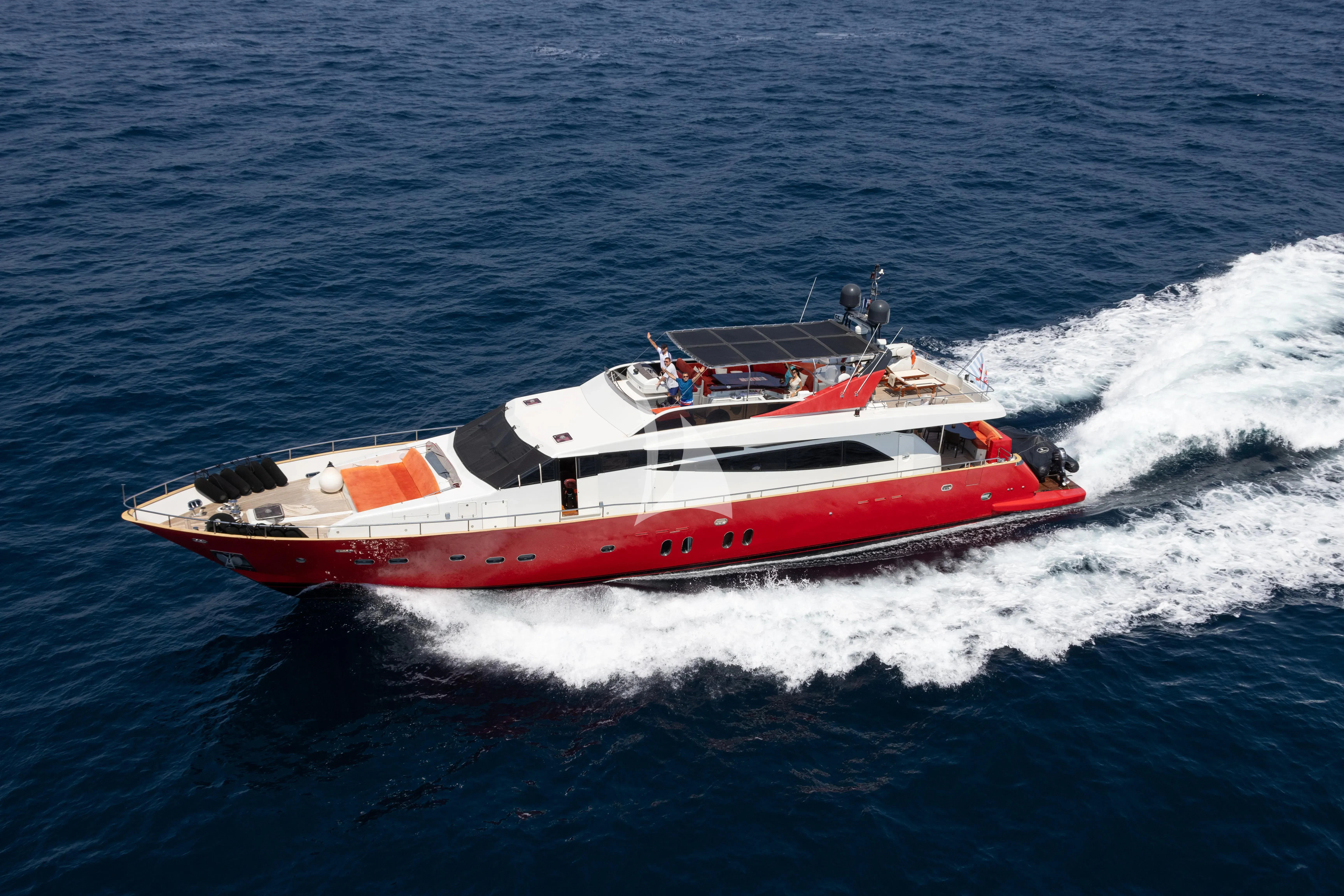 a boat on the water aboard FIGI Yacht for Sale