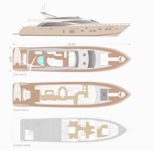 diagram aboard FIGI Yacht for Sale