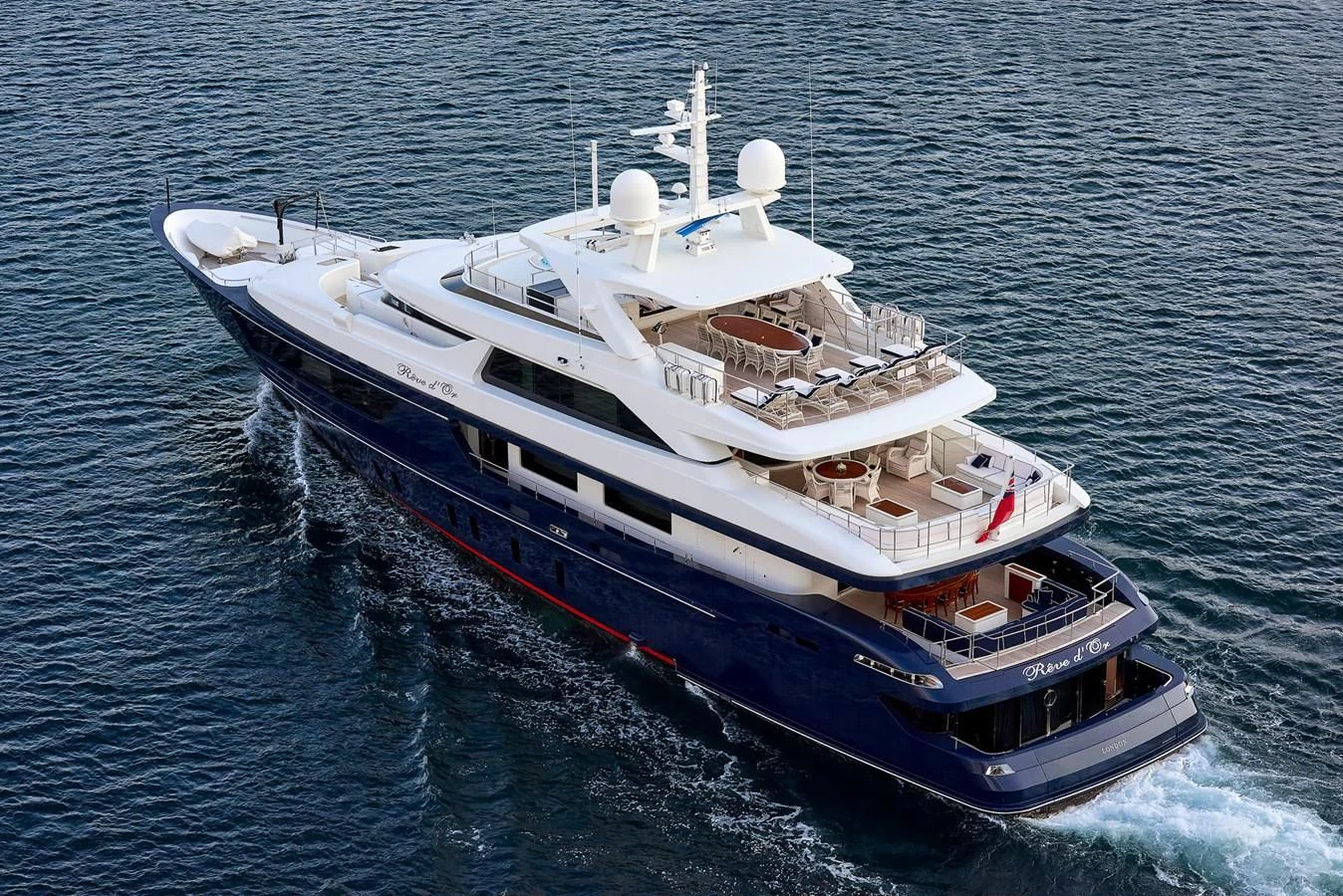 a large ship in the water aboard REVE D'OR Yacht for Sale