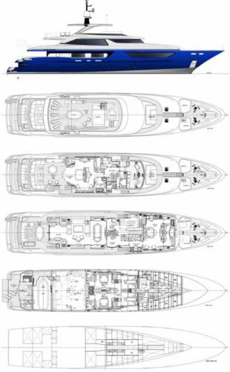 diagram, engineering drawing aboard REVE D'OR Yacht for Sale