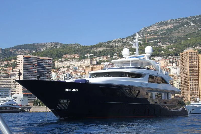 a large ship in the water aboard REVE D'OR Yacht for Sale