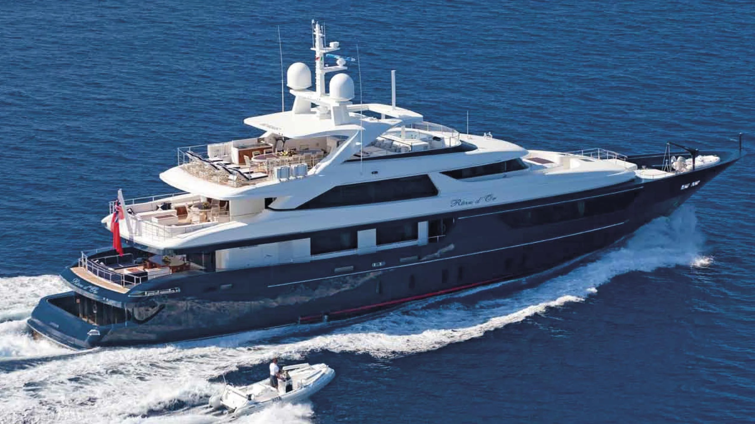 a large ship on the water aboard REVE D'OR Yacht for Sale