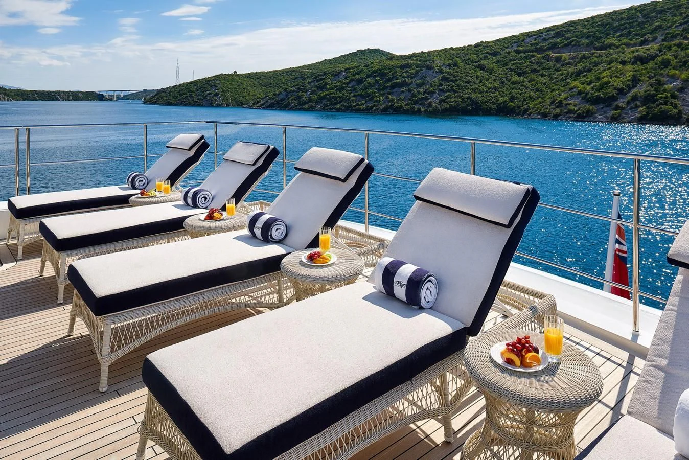 a boat on a deck aboard REVE D'OR Yacht for Sale