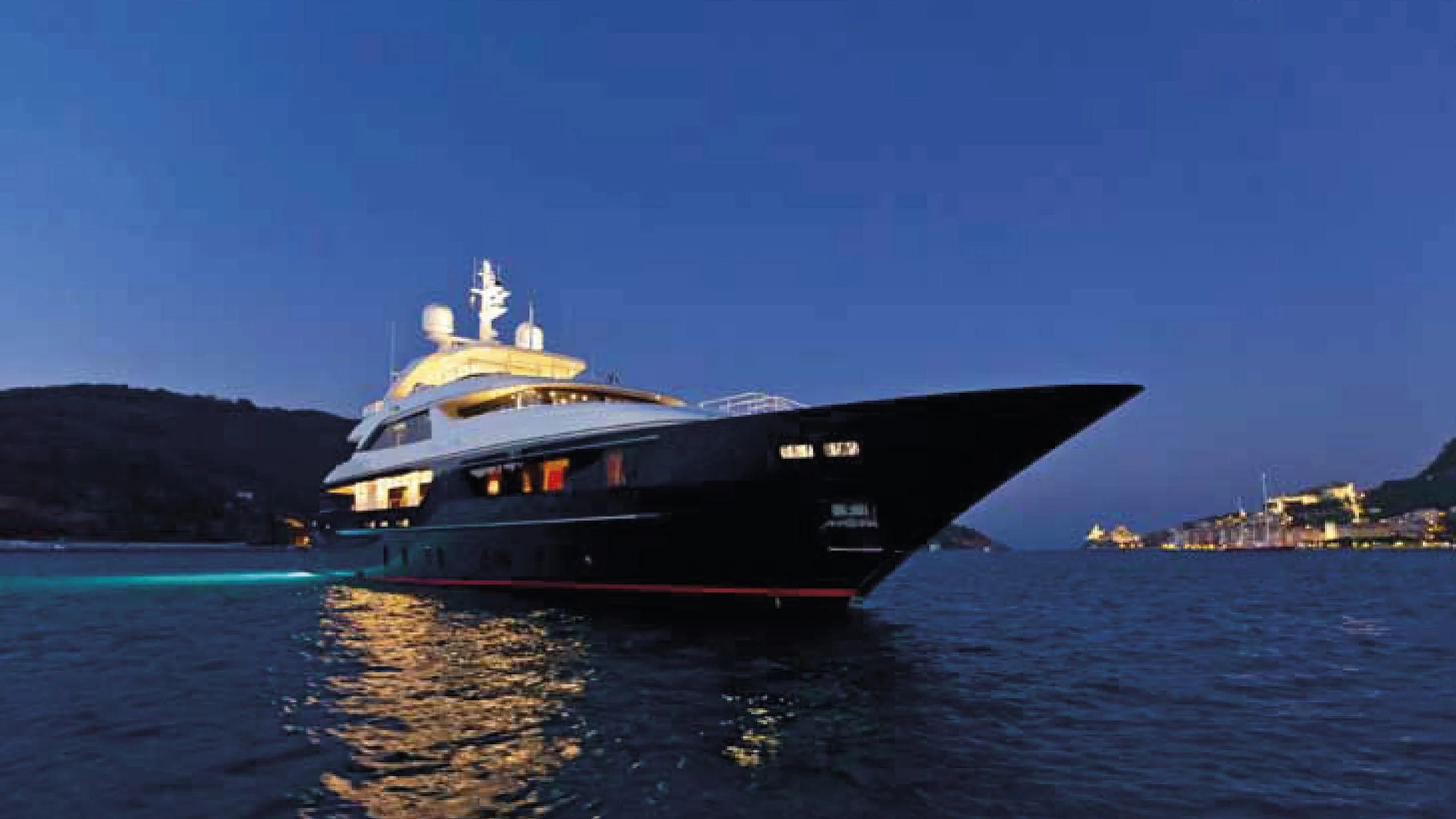 a large ship on the water aboard REVE D'OR Yacht for Sale