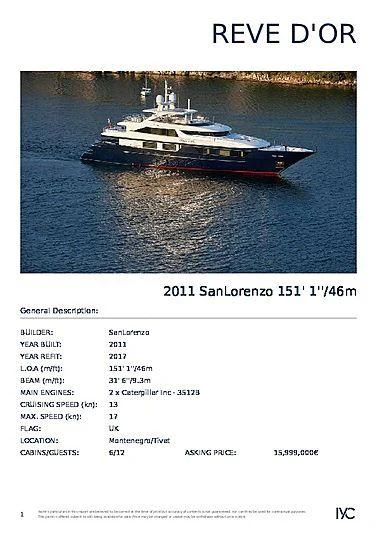 website aboard REVE D'OR Yacht for Sale