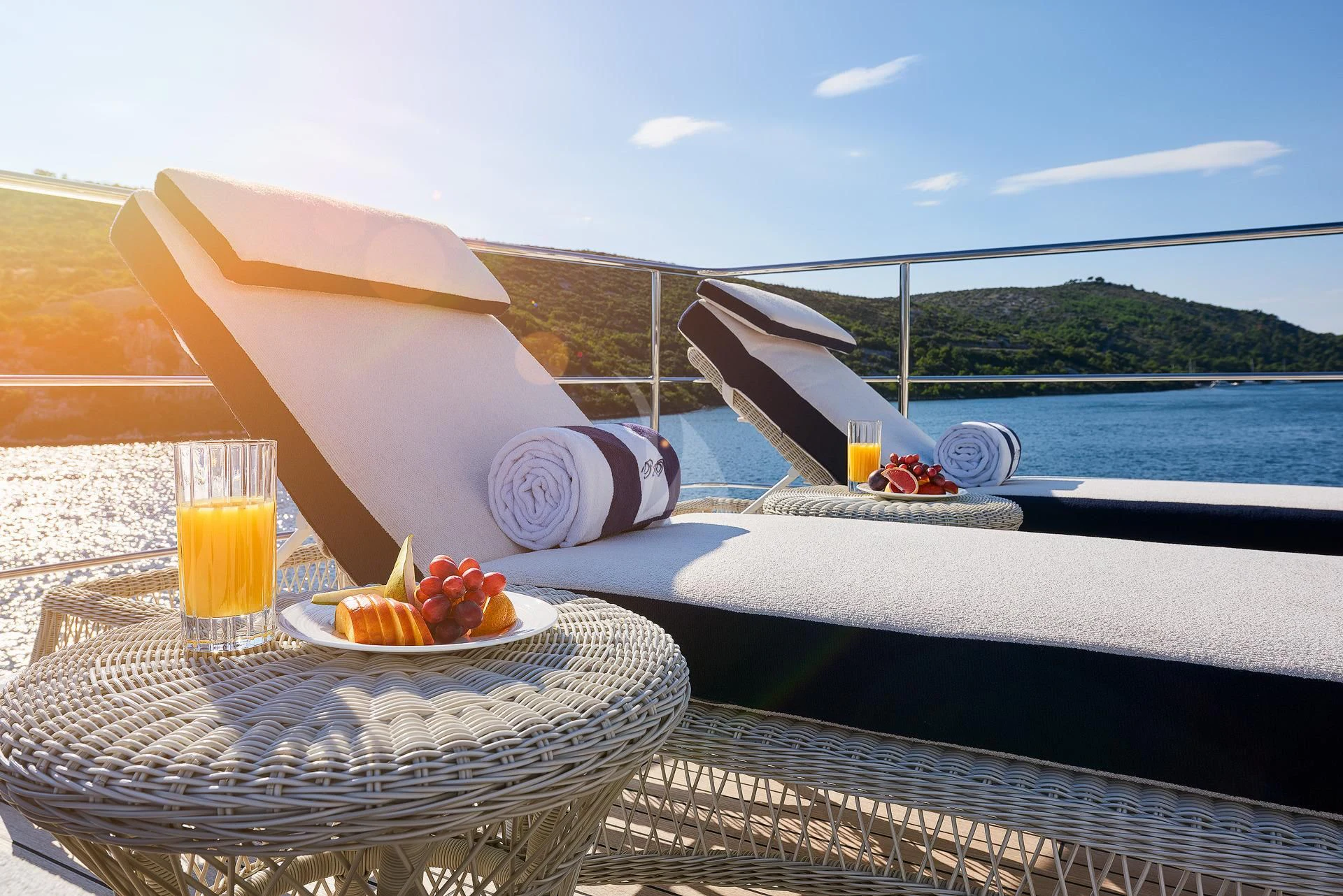 a boat on a deck aboard REVE D'OR Yacht for Sale