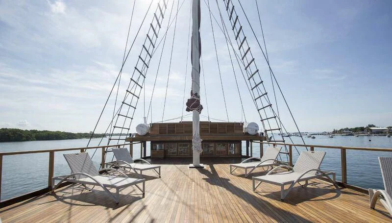 a boat on a dock aboard TIARE Yacht for Sale