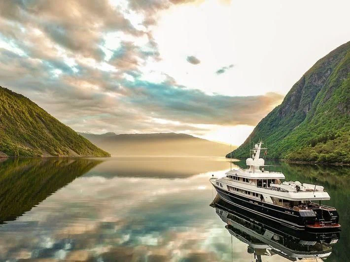 a boat on a river aboard EXPLORA Yacht for Sale