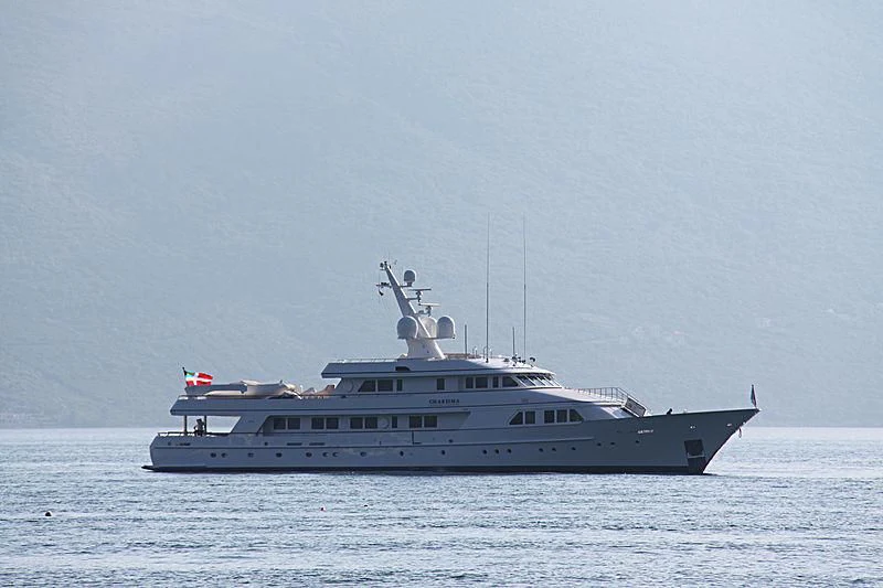 a large ship in the water aboard EXPLORA Yacht for Sale