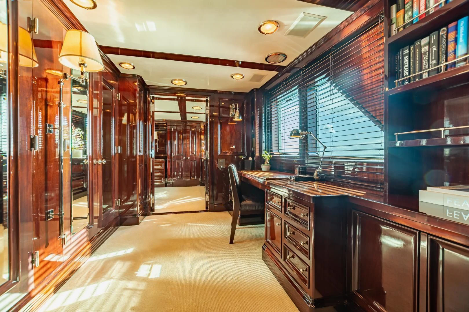 a room with a large counter and cabinets aboard EXPLORA Yacht for Sale