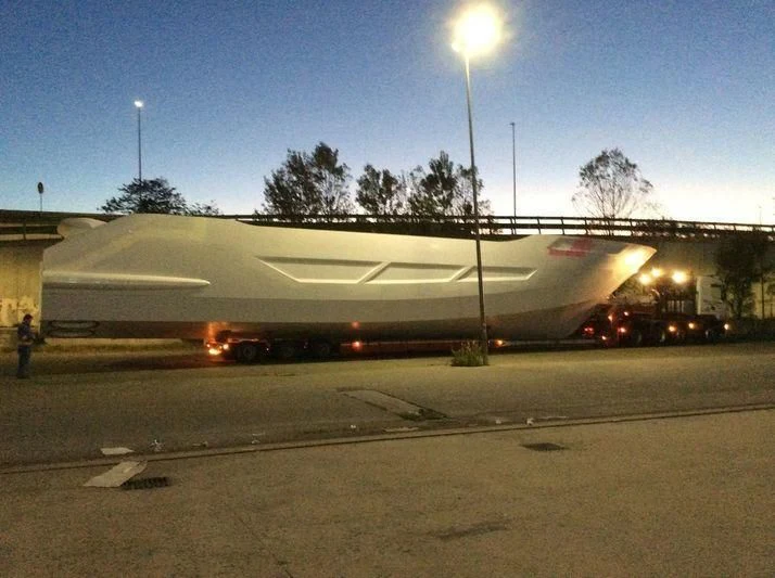 a large white truck with lights on aboard DUCHESSA Yacht for Sale