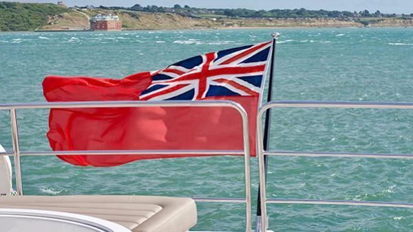 a flag on a boat aboard DUCHESSA Yacht for Sale