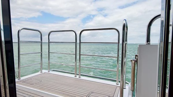 a large balcony overlooking the ocean aboard DUCHESSA Yacht for Sale