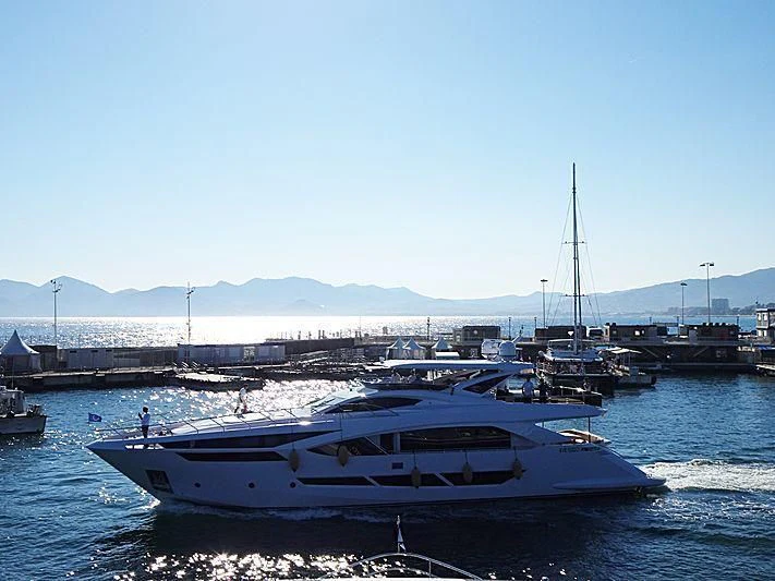 a boat is sailing in the water aboard DUCHESSA Yacht for Sale