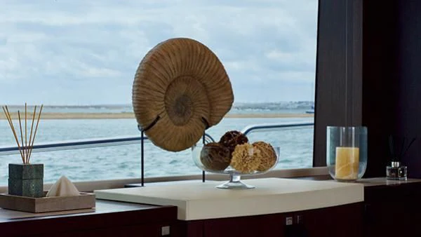 a table with food on it aboard DUCHESSA Yacht for Sale