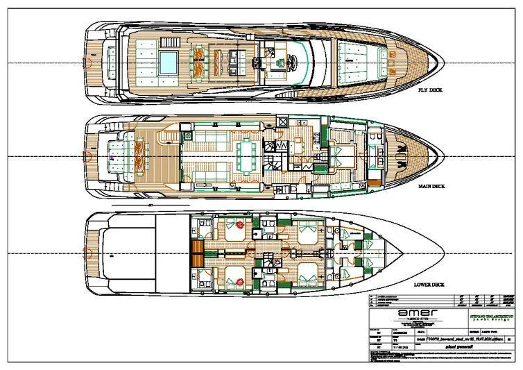diagram, engineering drawing aboard DUCHESSA Yacht for Sale