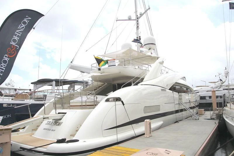 a plane parked at a boarding area aboard SEALYON Yacht for Sale