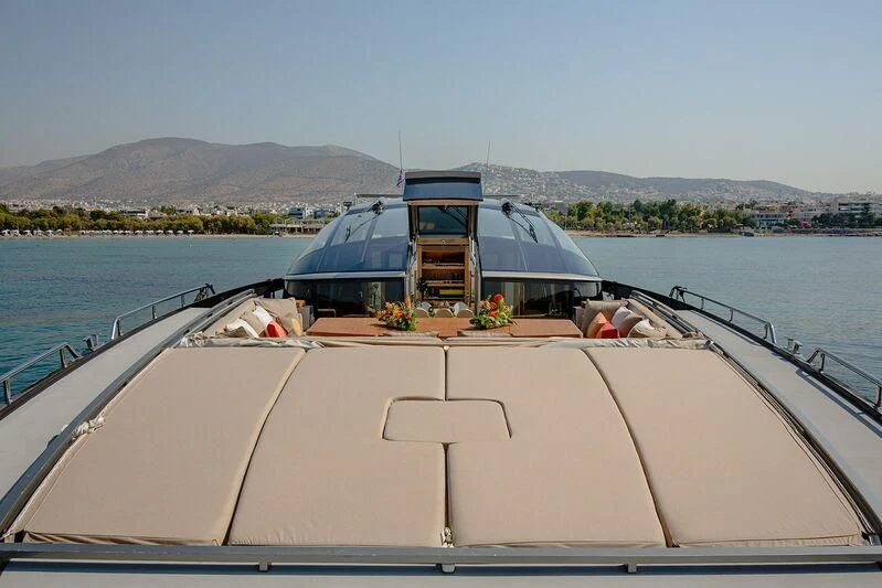 a boat with a flower pot on it aboard ARION TERCERO Yacht for Sale