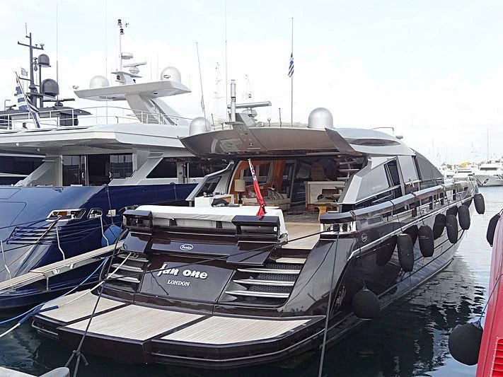 a boat docked at a pier aboard ARION TERCERO Yacht for Sale