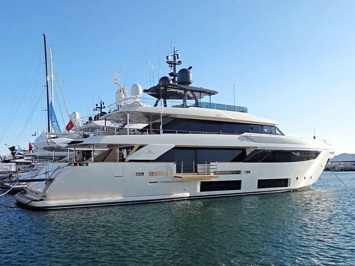 a large white yacht aboard MY LARA Yacht for Sale
