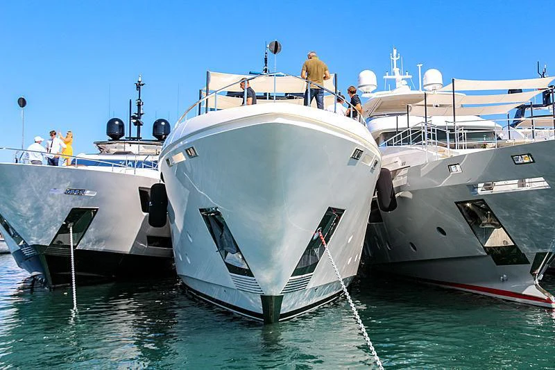 a group of boats in the water aboard MY LARA Yacht for Sale