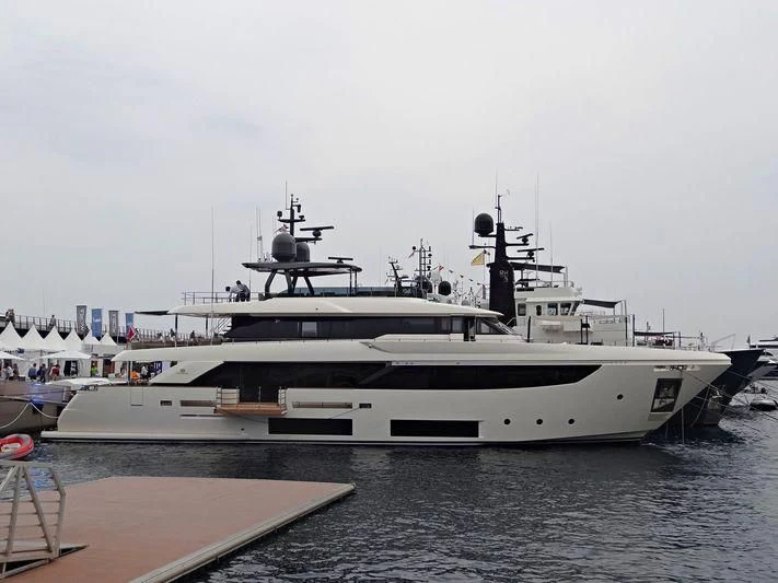 a large white ship aboard MY LARA Yacht for Sale