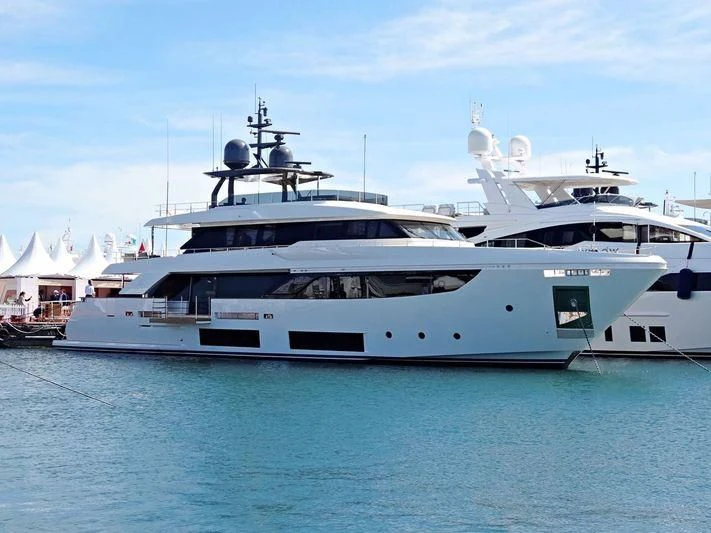a large white yacht aboard MY LARA Yacht for Sale