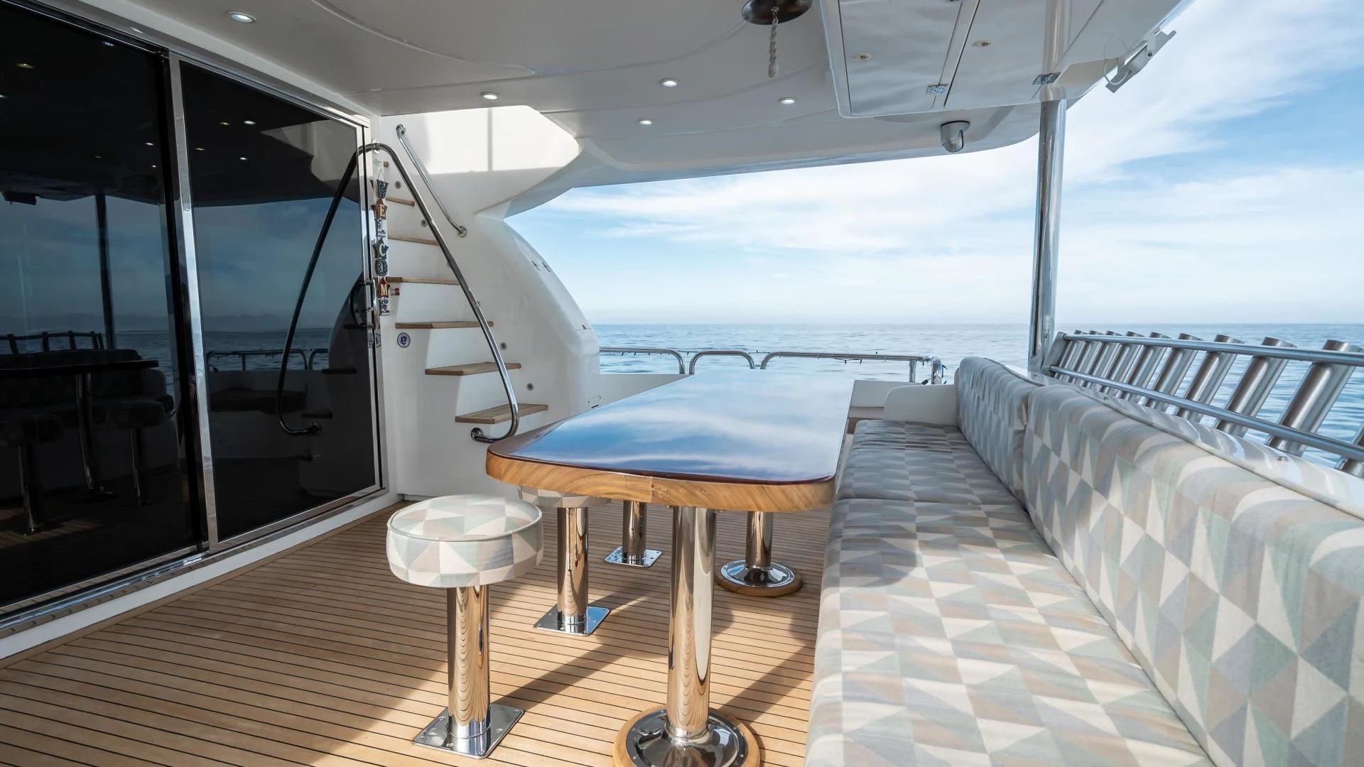 a boat on a deck aboard FULL HOUSE Yacht for Sale