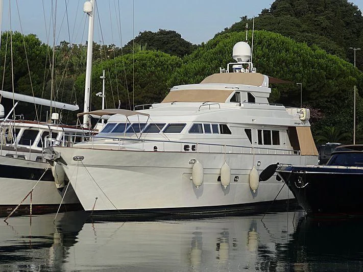 a group of boats are parked in a harbor aboard SERENE SEAS Yacht for Sale