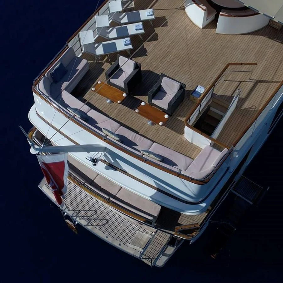 a high angle view of a boat aboard SHAHA Yacht for Sale