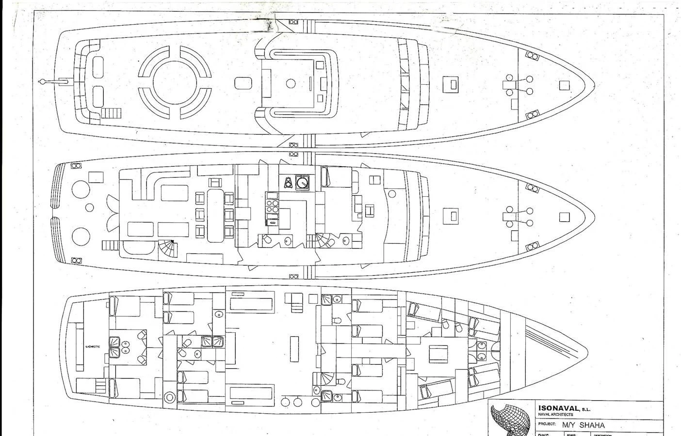diagram, engineering drawing aboard SHAHA Yacht for Sale