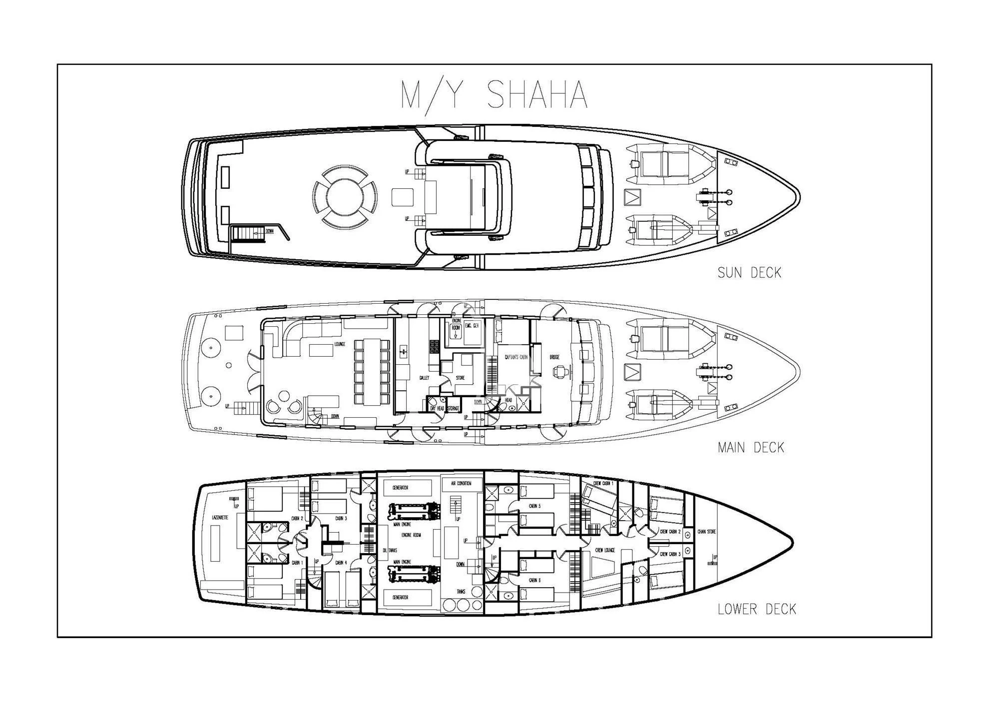 diagram, engineering drawing aboard SHAHA Yacht for Sale