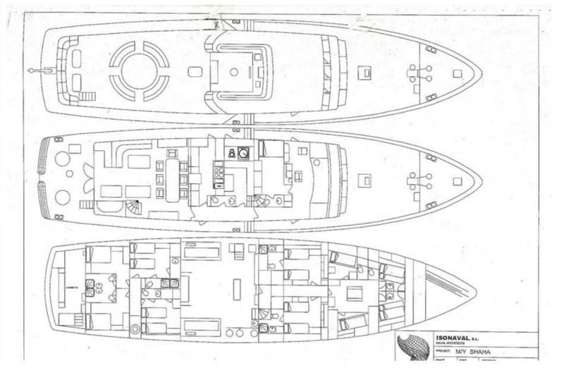 diagram, engineering drawing aboard SHAHA Yacht for Sale