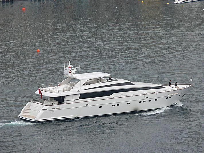 a white yacht in the water aboard ARGO B Yacht for Sale
