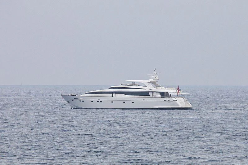 a white yacht in the water aboard ARGO B Yacht for Sale