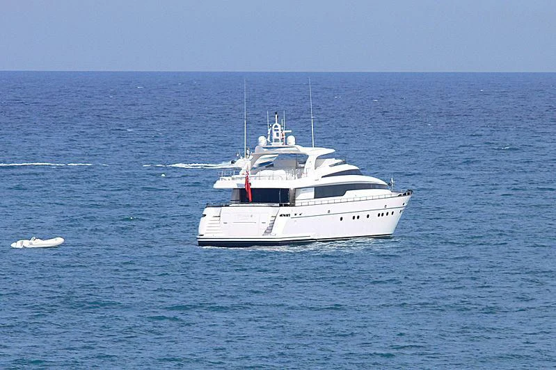 a white boat in the water aboard ARGO B Yacht for Sale
