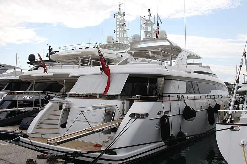a large white boat aboard ARGO B Yacht for Sale